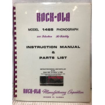 Rock-Ola 1465 Jukebox Instruction Manual And Parts List