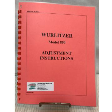 Wurlitzer Model 850 Jukebox Adjustment Instructions Manual