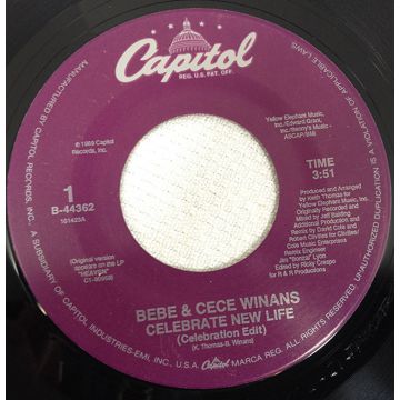 Vinyl Single 45: Bebe and Cece Winans ‎– Celebrate New Life (Celebration Edit) / Celebrate New Life (LP Version)
New old stock funk/soul/gospel vinyl 1989