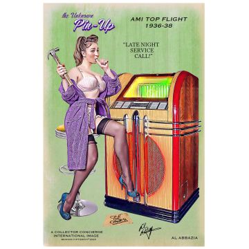 Ami Top Flight Jukebox Pin-Up 'The Unknown Pinup' Heavy Gauge Metal Sign 44,5 x 29 cm