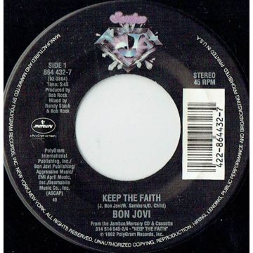 Single 45: Bon Jovi ‎– Keep The Faith / I Wish Everyday Could Be Like Christmas
New old stock 1992