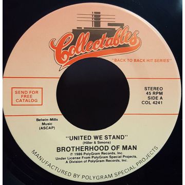 Vinyl Single 45: Brotherhood Of Man / Maureen McGovern ‎– United We Stand/The Morning After