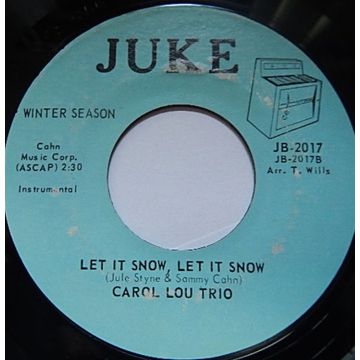 Single 45: Carol Lou Trio ‎– Let It Snow, Let It Snow / Snowfall
New old stock holiday vinyl