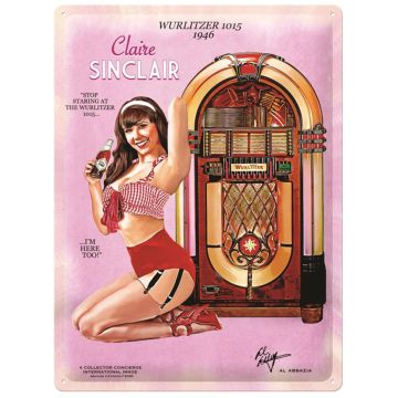 Wurlitzer 1015 Jukebox Pin-Up Claire Sinclair Tin Metal Sign 30 x 40 cm