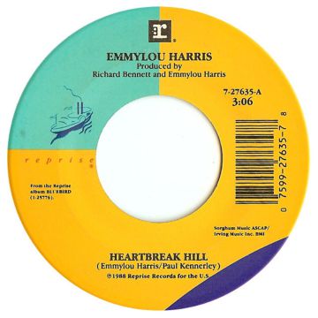 Single 45: Emmylou Harris ‎– Heartbreak Hill / Icy Blue Heart