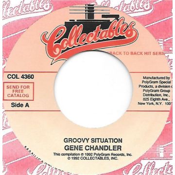 Single 45: Gene Chandler / Johnny Bristol – Groovy Situation / Hang On In There Baby
Jukebox Collectables label funk/soul