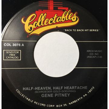 Single 45: Gene Pitney ‎– Half Heaven, Half Heartache / True Love Never Runs Smooth
Jukebox Collectables label