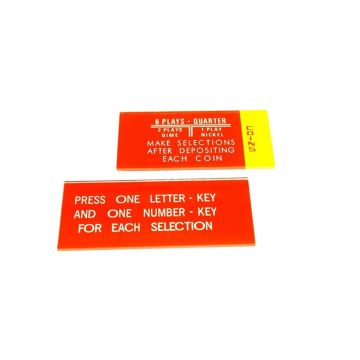 Seeburg 100G/W Instruction Cards Set (Glass)