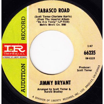 Single 45: Jimmy Bryant – Lazy Guitar / Tabasco Road
New old stock country vinyl 1967