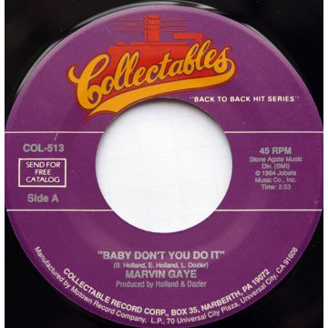 Single 45: Marvin Gaye ‎– Baby Don't You Do It / Take This Heart Of Mine