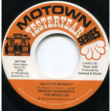 Single 45: Smokey Robinson & The Miracles ‎– Mickey's Monkey / A Love She Can Count On