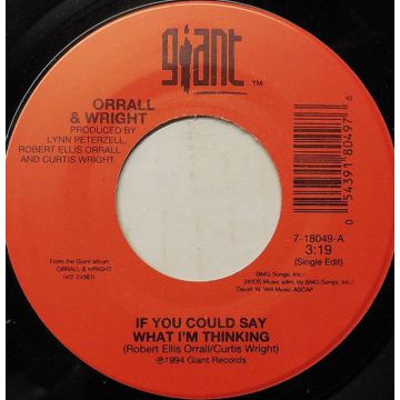 Single 45: Orrall & Wright ‎– If You Could Say What I'm Thinking / Pound, Pound, Pound