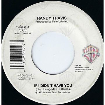 Single 45: Randy Travis ‎– If I Didn't Have You / I Told You So