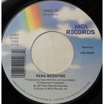 Vinyl Single 45: Reba McEntire ‎– What If / What If