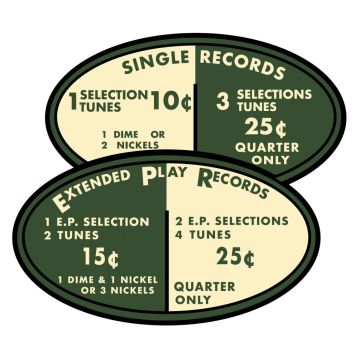 Seeburg V & VL200 Single Records & Extended Play Decal