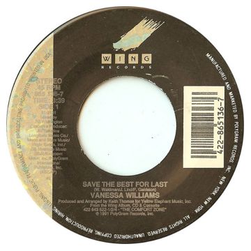 Single 45: Vanessa Williams ‎– Save The Best For Last / Freedom Dance
New old stock pop vinyl 1991