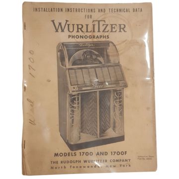 Wurlitzer Model 1700 & 1700F Jukebox Installation Intructions And Technical Data