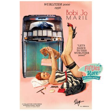 Wurlitzer 2000 Jukebox Pin-Up Bobi Jo Marie Heavy Gauge Metal Sign 44,5 x 29 cm