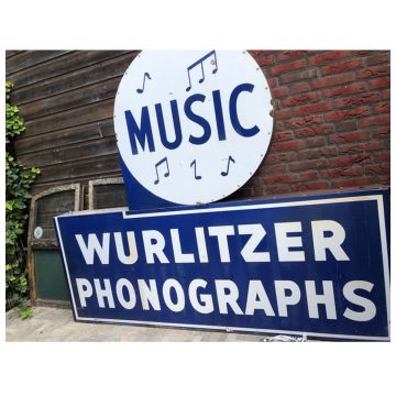 Original Porcelain Wurlitzer Dealer Sign - Mid Century - 2-Sided